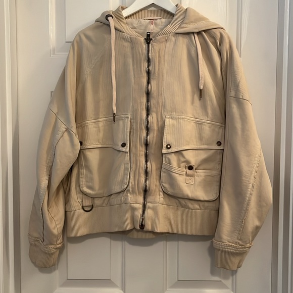 Free People We The Free Slouchy Hooded Bomber Jacket Oversized - M - Picture 5 of 6